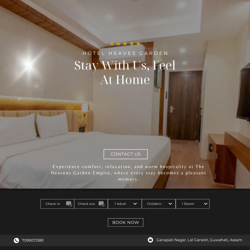 Traveler relaxing in a comfortable hotel room in Guwahati representing a peaceful stay at The Heavens Garden Empire hotel.